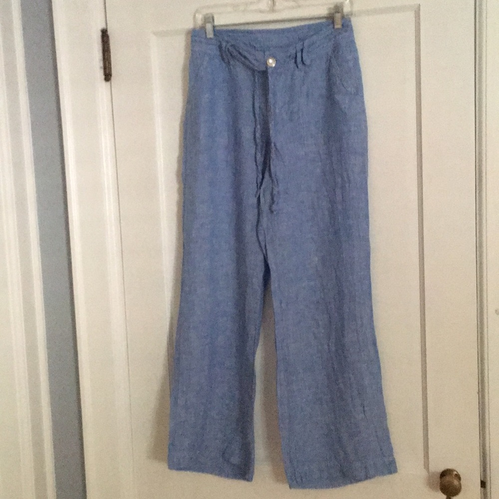 comfortable 100% washable Linen chambray pant.